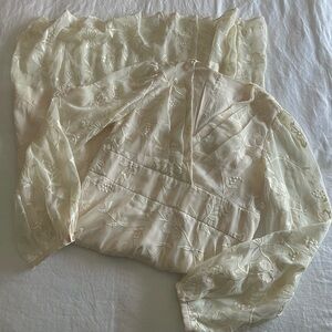 SHEIN MOTF WHITE BALLOON SLEEVE EMBROIDERED DRESS